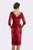 Feriani Couture - 18640 Quarter Sleeve Appliqued Peplum Sheath Dress In Red