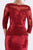 Feriani Couture - 18640 Quarter Sleeve Appliqued Peplum Sheath Dress In Red