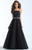 Madison James - 18-645 High Neckline A-Line Tulle Gown In Black