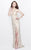 Primavera Couture - Beaded V-Neck Long Dress with Slit 1865 in Nude