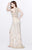 Primavera Couture - Beaded V-Neck Long Dress with Slit 1865 in Nude