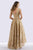 Feriani Couture - 18650 Cap Sleeve Embroidered High Low Gown In Gold