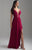 Madison James - 18-650 Illusion Plunge Neckline Chiffon Evening Dress In Red