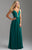 Madison James - 18-650 Illusion Plunge Neckline Chiffon Evening Dress In Green