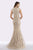 Feriani Couture - 18651 Cap Sleeve Fringed Lace Mermaid Dress In Neutral