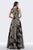 Feriani Couture - 18652 Appliqued Sleeveless Floral Overskirt Gown In Black and Gold