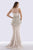 Feriani Couture - 18655 Embellished Illusion Bateau Peplum Sheath Dress In Neutral and Gray