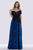 Feriani Couture - 18656 Floral Embroidered Off Shoulder Evening Dress In Blue