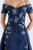 Feriani Couture - 18658 Floral Embroidered Off-Shoulder A-line Gown In Blue