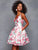 Clarisse - 3608 Floral Printed Deep V-neck Pleated A-line Dress in Pink