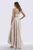 Feriani - Embossed Floral Cap Sleeves High Low Dress 18662  in Brown