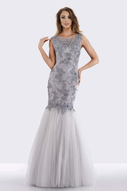 Feriani Couture - 18663 Mermaid Dress with Detachable Long Sleeves In Gray