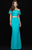 Madison James - 18-667 Pretty Two Piece Off Shoulder Sheath Dress In Blue and Green