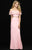 Madison James - 18-667 Pretty Two Piece Off Shoulder Sheath Dress In Pink