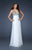 La Femme - 18669 Iridescent Stone Encrusted V-Neck A-Line Gown In White
