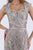 Feriani Couture - 18671 Cap Sleeve Square Neck Lattice Sheath Gown In Silver and Gray