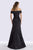 Feriani Couture - 18675 Surplice Fold over Off Shoulder Floral Gown In Black