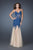 La Femme - 18675 Lace V-neck Trumpet Dress In Blue