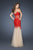 La Femme - 18675 Lace V-neck Trumpet Dress In Red