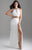 Madison James - 18-675 Silver Framed Croptop Sheath Jersey Gown In White and Silver