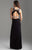 Madison James - 18-675 Silver Framed Croptop Sheath Jersey Gown In Black and Silver