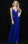 Madison James - 18-679 Strappy Back Fitted Jersey Gown In Blue