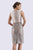 Feriani Couture - 18690 Knee Length Sleek Embroidered Lattice Dress In Silver and Gray