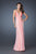 La Femme - 18693 Beaded Ruched Criss Cross Gown In Pink and Neutral
