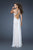 La Femme - 18693 Beaded Ruched Criss Cross Gown In White and Neutral