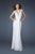 La Femme - 18693 Beaded Ruched Criss Cross Gown In White and Neutral
