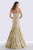 Feriani Couture - 18695 Lace Straight Neck Trumpet Dress with Cape In Gold