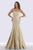 Feriani Couture - 18695 Lace Straight Neck Trumpet Dress with Cape In Gold