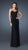 La Femme - Interwoven Pleated Sweetheart Chiffon Sheath Gown 18698 In Black