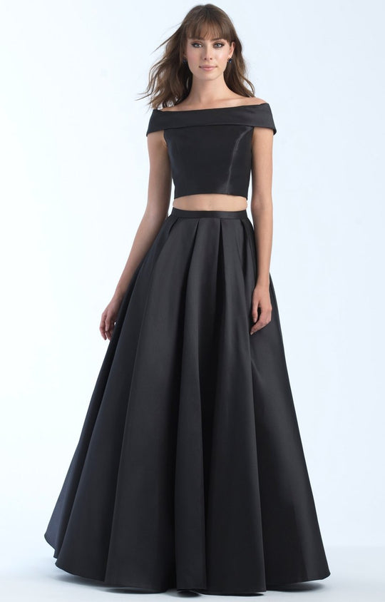 Madison James - 18-702 Off-Shoulder Mikado Two-Piece Ballgown In Black