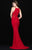 Madison James - 18-705 Sleeveless Jeweled Lace Back High Slit Gown In Red