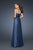 La Femme - Stunning Sweetheart Sequined Gown with Chiffon Overlay 18706 In Blue and Silver