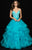 Madison James - 18-707 Jewel Ornate Lace Bodice Cascading Ballgown In Blue and Green