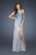 La Femme - 18709 Crystal Sequined Strapless Evening Gown In Blue and Silver