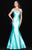 Madison James - 18-709 Jewel Festooned Off Shoulder Mikado Gown In Blue and Green