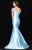 Madison James - 18-709 Jewel Festooned Off Shoulder Mikado Gown In Blue