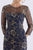 Feriani Couture - 18717 Quarter Length Sleeve Floral Lace Sheath Dress In Blue
