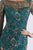 Feriani Couture - 18717 Quarter Length Sleeve Floral Lace Sheath Dress In Green