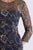 Feriani Couture Sequined Floral Long Sleeve Gown - 1 pc Navy In Size 14 Available In Blue