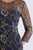 Feriani Couture - 18718 Floral Lace Long Sleeve Sheath Dress In Blue