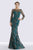 Feriani Couture Sequined Floral Long Sleeve Gown - 1 pc Navy In Size 14 Available In Green