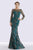 Feriani Couture - 18718 Floral Lace Long Sleeve Sheath Dress In Green