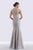 Feriani Couture 18721 Cap Sleeve V-Neck Embellished Mermaid Gown in Silver