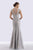 Feriani Couture - 18721 Cap Sleeve V-Neck Embellished Mermaid Gown In Silver