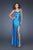 La Femme - 18724 Striking Sequined Strap Evening Gown in Blue
