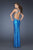 La Femme - 18724 Striking Sequined Strap Evening Gown in Blue